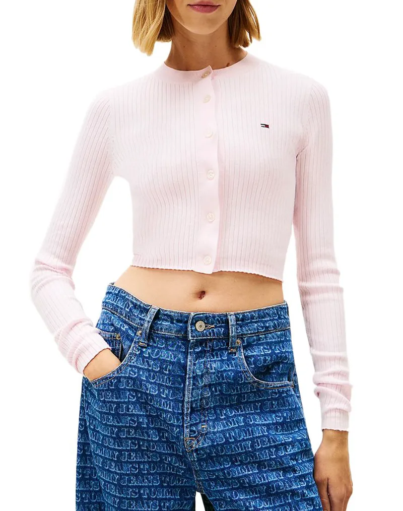 TOMMY JEANS TJW CROPPED RIB CARDIGAN DW0DW22023-TOG LightPink