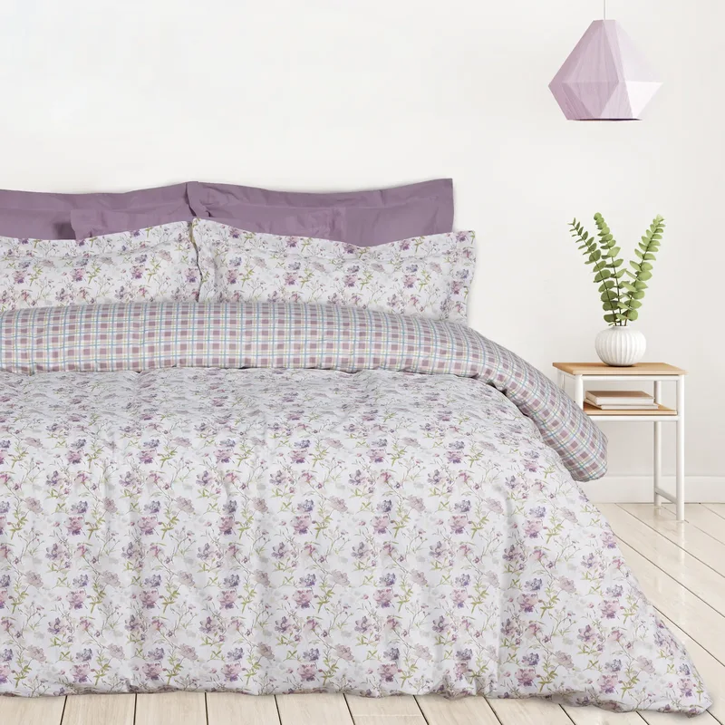 Das home σετ σεντονια μονα happy 9675 ivory, lilac 170χ260
