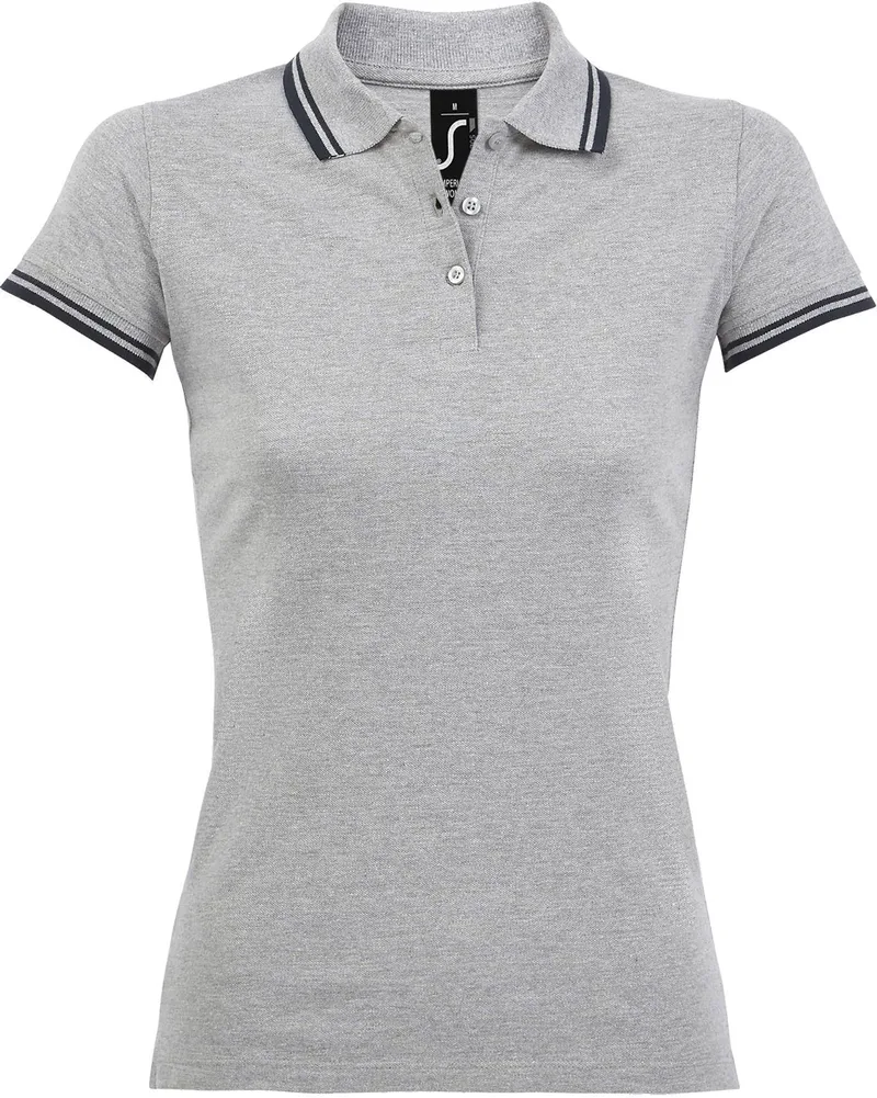 Γυναικείο πόλο πικέ Pasadena Women SOLS 00578 Grey Melange/Navy