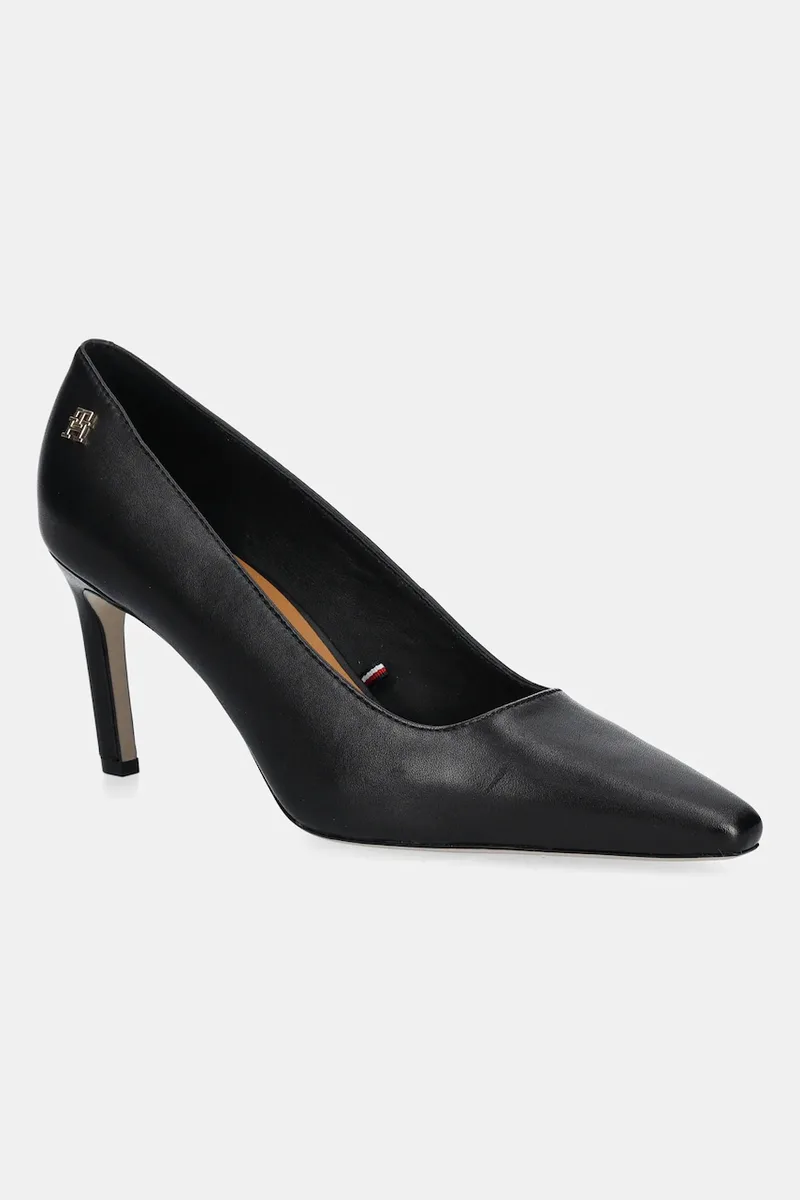 Δερμάτινες γόβες Tommy Hilfiger TH LOGO LEATHER PUMP SLANTED HL