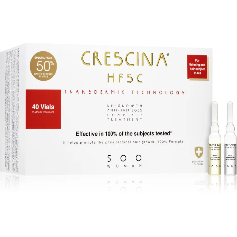 Crescina Transdermic 500 Re-Growth and Anti-Hair Loss θεραπεία ανάπτυξης μαλλιών κατά της τριχόπτωσης για γυναίκες 40x3,5 ml