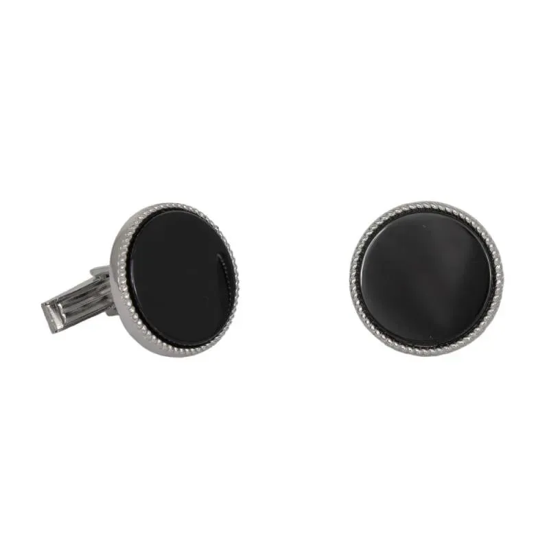 Ασημένια μανικετόκουμπα 925 με μαύρη πέτρα 044936 044936 Ασήμι