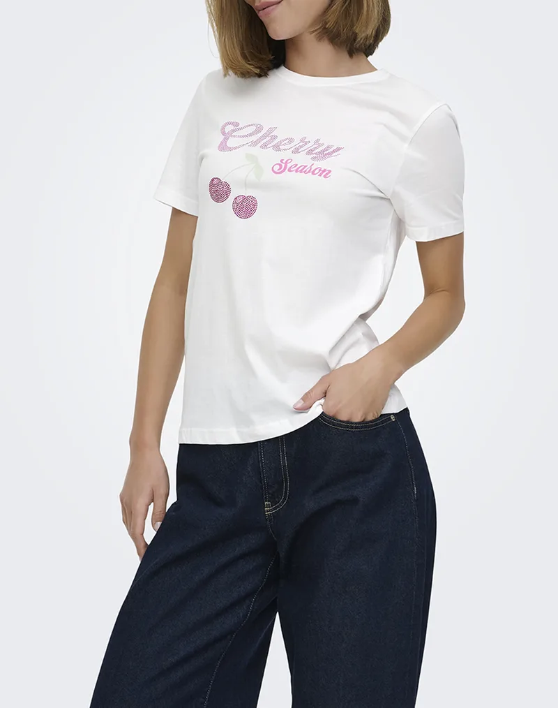 ONLY ONLNIKITA REG S/S TOP BOX JRS 15360256-Bright WhiteCherryseason White