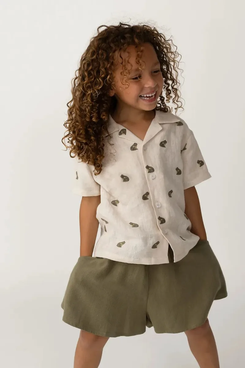 Παιδικό πουκάμισο με λινό Donsje Deccie Shirt Frogs