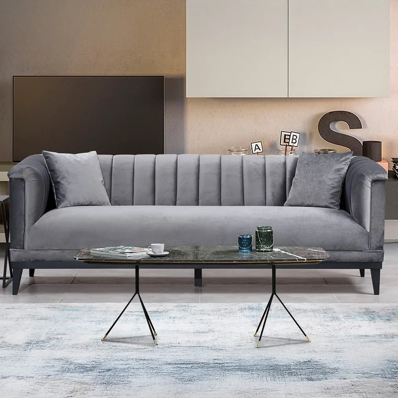 Τριθέσιος Καναπές Trendy - Dark Grey 569Hln1109 (225x79x89)