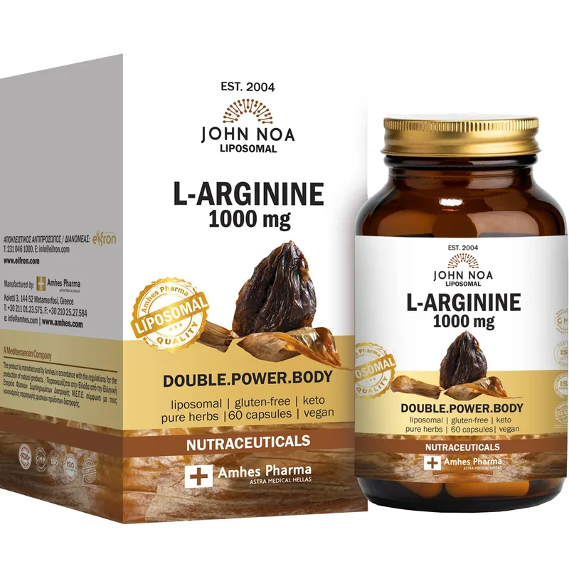 John Noa Liposomal L-Arginine 1000mg Συμπλήρωμα Διατροφής Αμινόξεος Αργινίνης Λιποσωμικής Μορφής για Ενίσχυση Παραγωγής Ενέργειας, Αύξηση Μυϊκής Μάζας & Αποκατάσταση 60caps