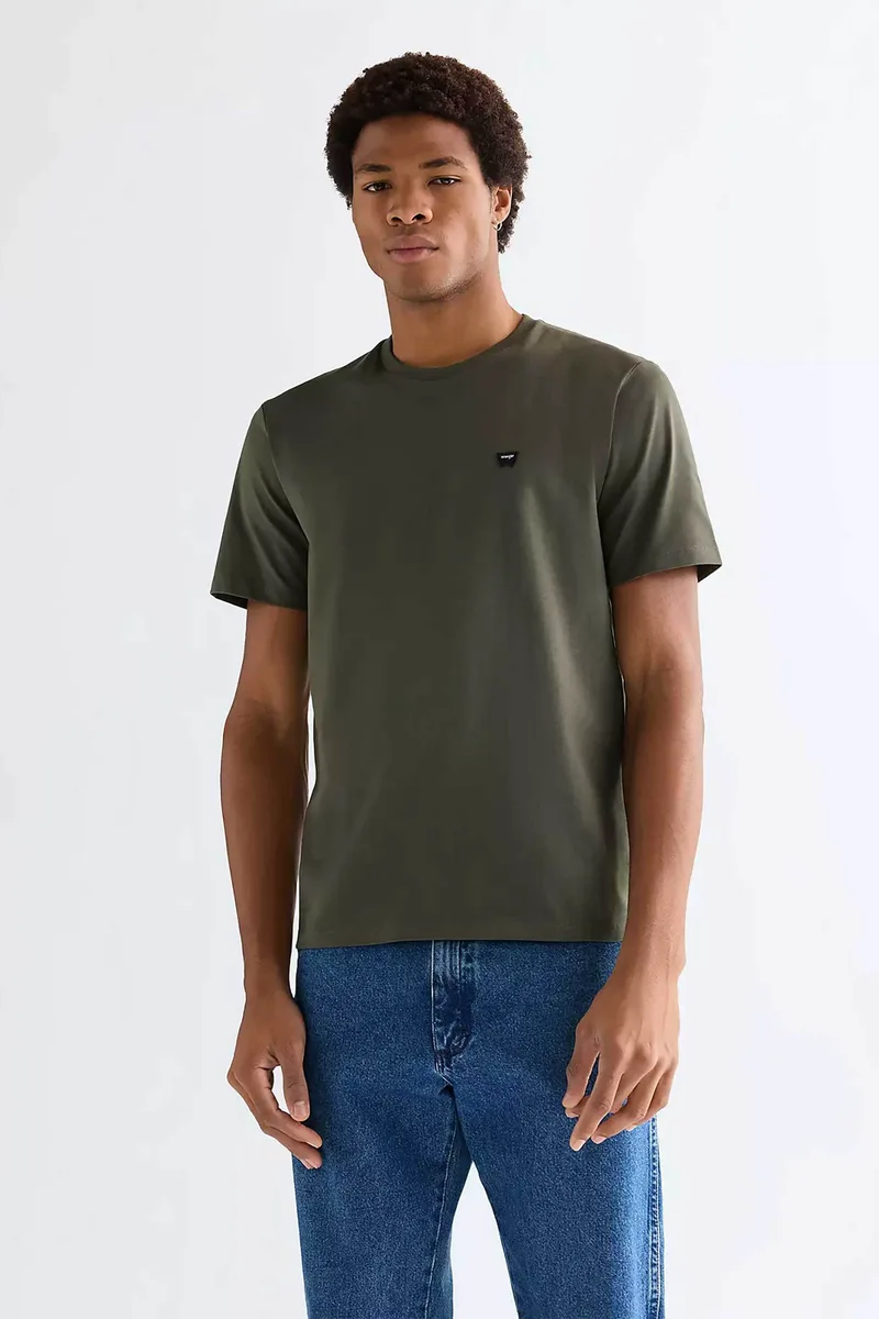 Wrangler® ανδρικό T-shirt με λογότυπο Regular Fit "Sign Off" - 112378011 Χακί
