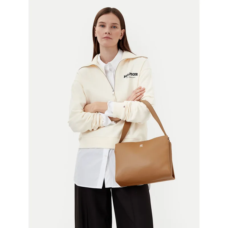 Τσάντα Tommy Hilfiger Th Legacy Med Satchel AW0AW17173 Καφέ