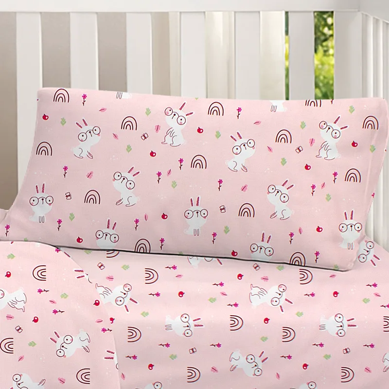 Βρεφική Μαξιλαροθήκη 35x45 Dimcol Rabbit Garden 585 Ροζ