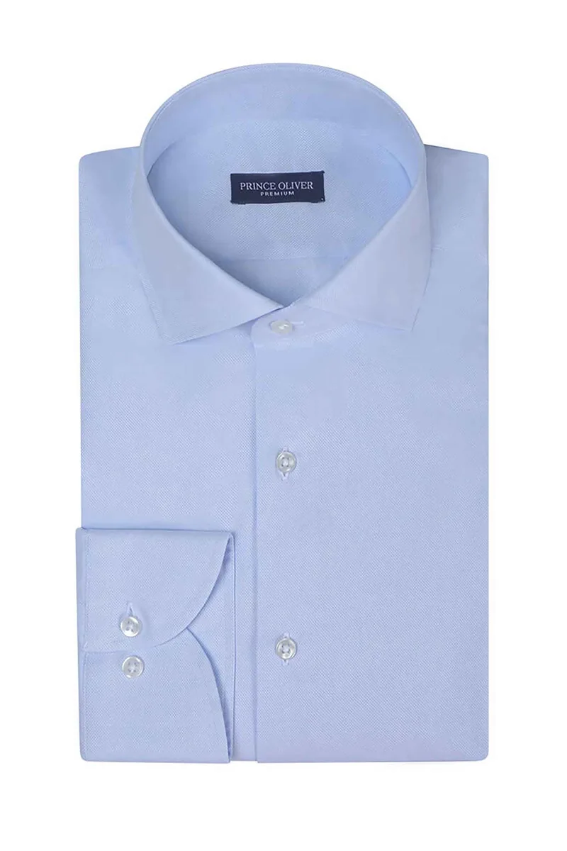 Prince Oliver ανδρικό πουκάμισο μονόχρωμο Modern Fit "Superior Fine" - 20049207 Γαλάζιο