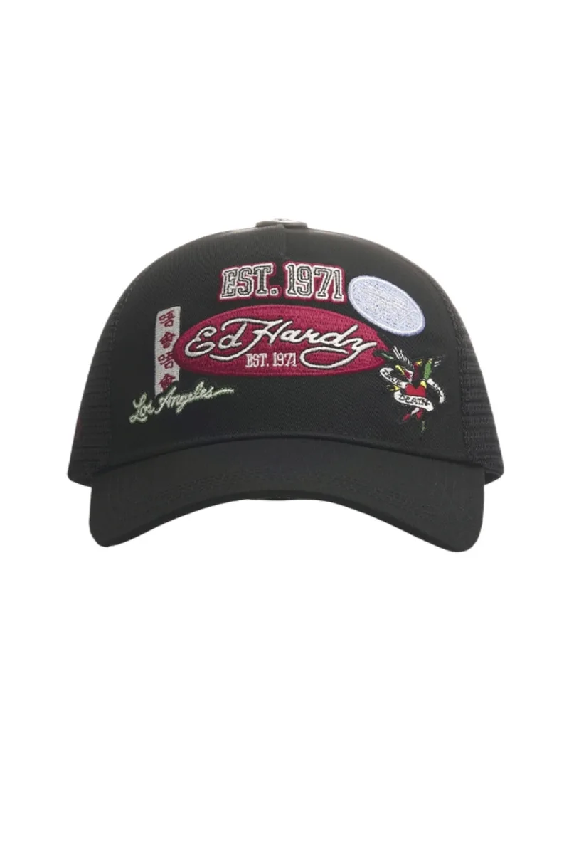 Ed Hardy Varsity Trucker Cap - Μαύρο-ED5621-BLACK