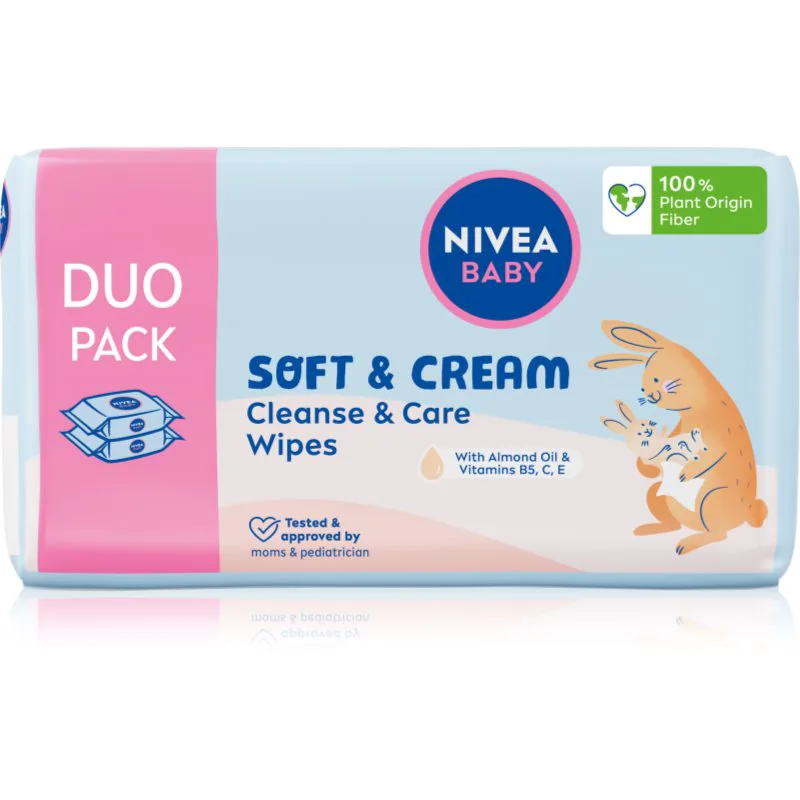 NIVEA BABY Soft & Cream παιδικά απαλά υγρομάντηλα 2x57 τμχ