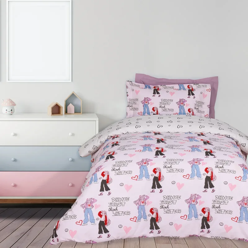 Das kids σετ σεντονια μονα 4940 grey, pink 170χ260