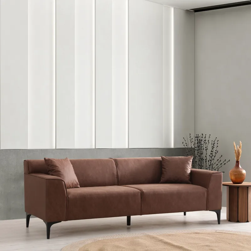 Τριθέσιος Καναπές New Petra 3 - Cognac 560Are5144 (212x69x86)