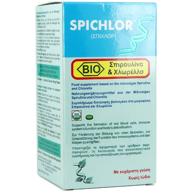 Medichrom Spichlor Spirulina & Chlorella Συμπλήρωμα Διατροφής με Βιολογική Σπιρουλίνα & Χλωρέλλα για Τόνωση & Αποτοξίνωση του Οργανισμού 240tabs