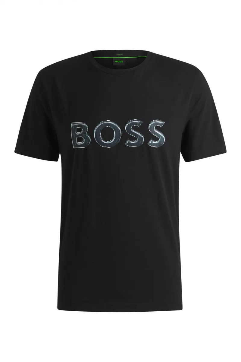 BOSS ATHLEISURE T-SHIRT REGULAR FIT TEE LOGO ΜΑΥΡΟ