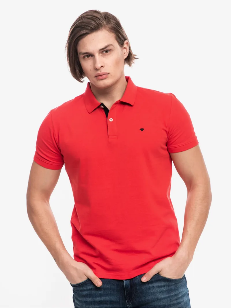 Tom Tailor Ανδρική Μπλούζα Basic Polo With Contrast 1016502-15220 Κόκκινο