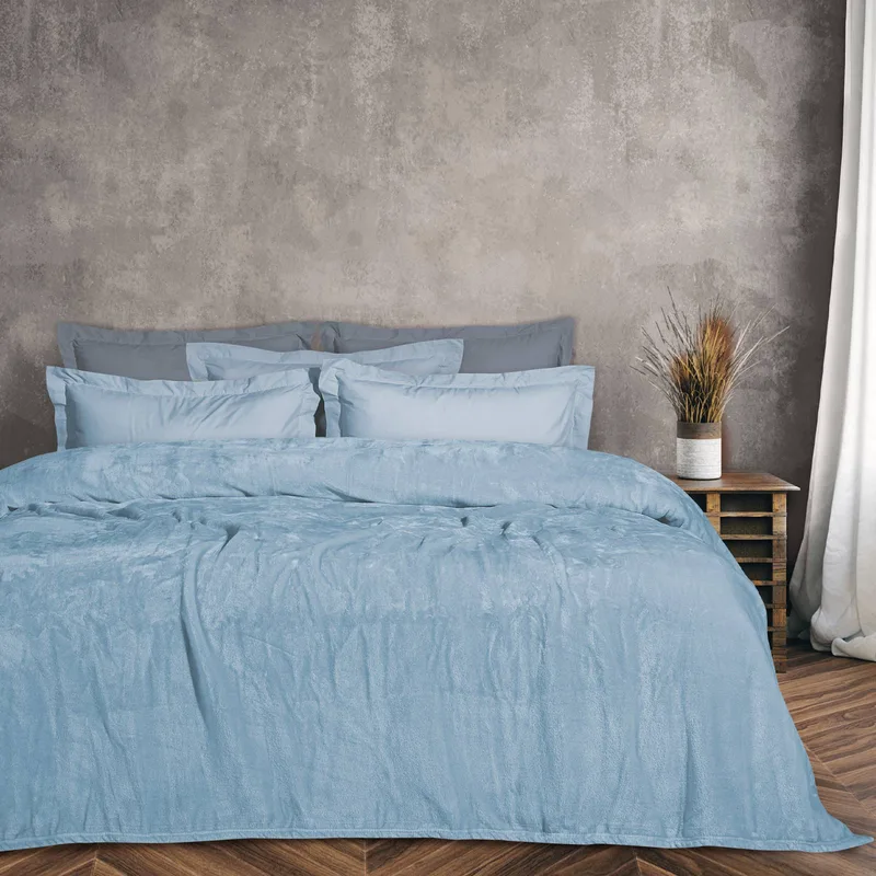 Das home κουβερτα velour υπερδιπλη 1344 γαλαζιο 220χ240