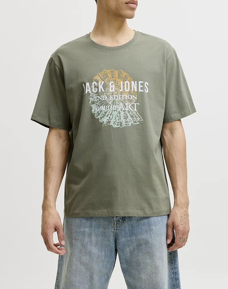 JACK&JONES JJGRADIENT PRINT TEE SS CREW NECK LN 12288094-Vetiver Khaki