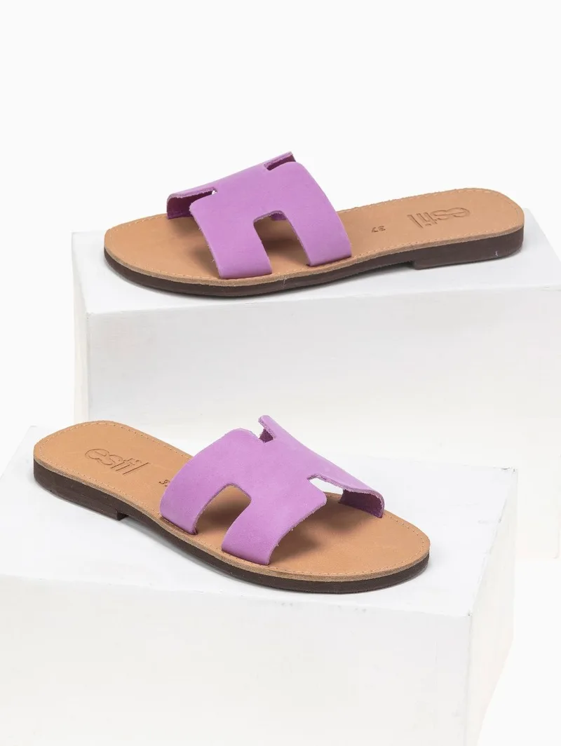 Estil Leather Sandals with Cutouts - 23 - Lilac
