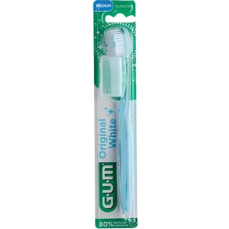 Gum Original White 563 Medium Toothbrush Μέτριας Σκληρότητας Οδοντόβουρτσα για Φυσικά Λευκά Δόντια Κάθε Μέρα 1 Τεμάχιο - Γαλαζιο