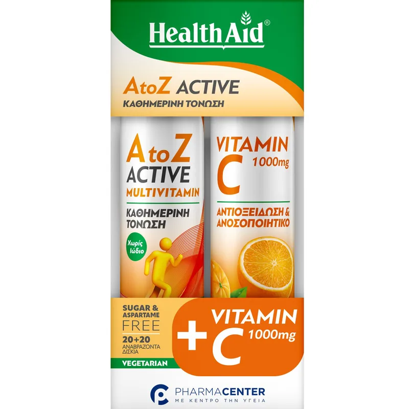 Health Aid Promo AtoZ Active Multivitamin Tropical Fruits 20 Effer.tabs & Vitamin C 1000mg Πορτοκαλί 20 Effer.tabs