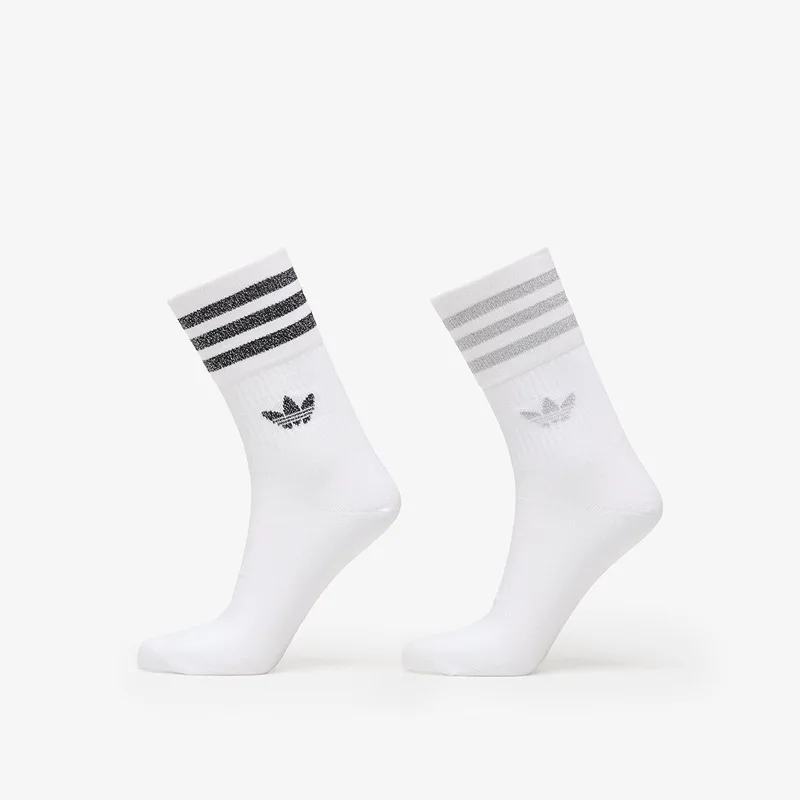adidas Mid-Cut Glitter Crew Socks 2-Pack White/ Grey Two/ Black M