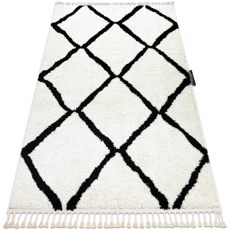 Χαλιά Rugsx Χαλί BERBER CROSS λευκό Φράντζα Β 180x270 cm