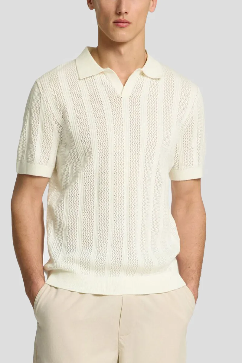 SELECTED HOMME Ανδρικό Μπεζ Cotton Knitted Polo Shirt