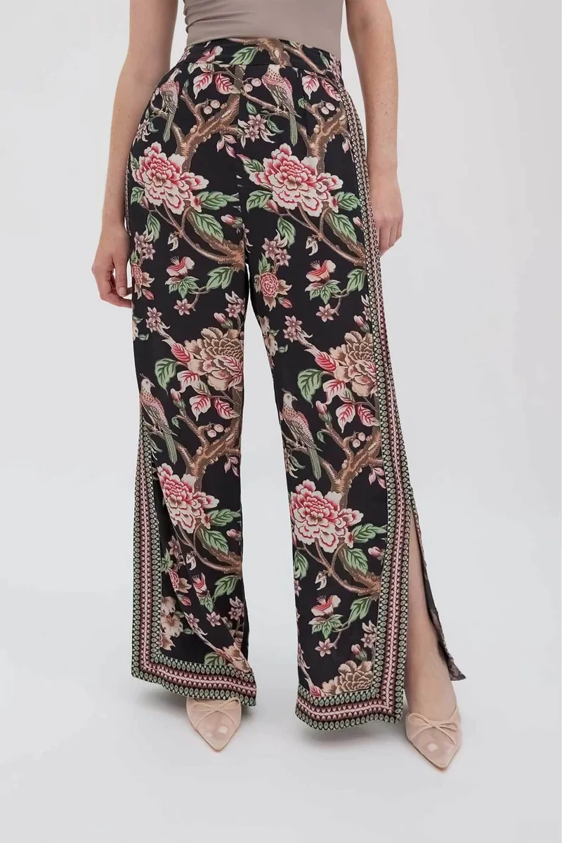 Raishma γυναικείο παντελόνι με floral print "Hallie" - AW2400BK Μαύρο