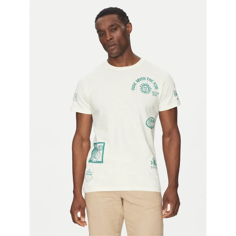 INDICODE T-Shirt Inflorallo 41-137 Εκρού Regular Fit