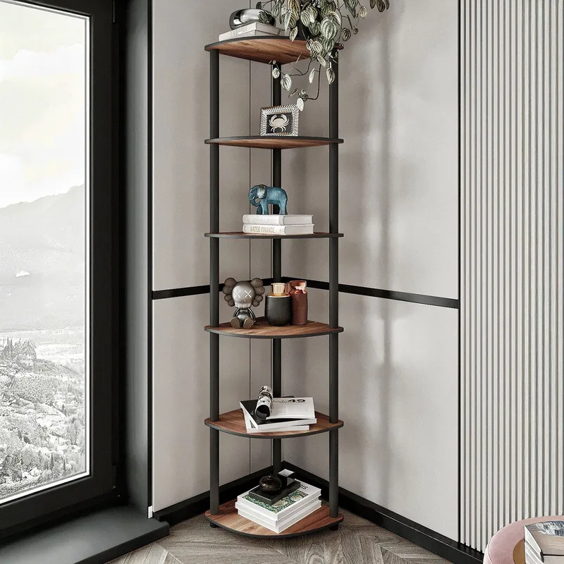 Βιβλιοθήκη Bookcase 6 Corner - Walnut 282Ptr1108 (34x173x34)