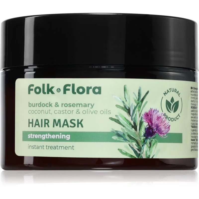 Folk & Flora Burdock & Rosemary βαθιά ενισχυτική μάσκα μαλλιών 200 ml