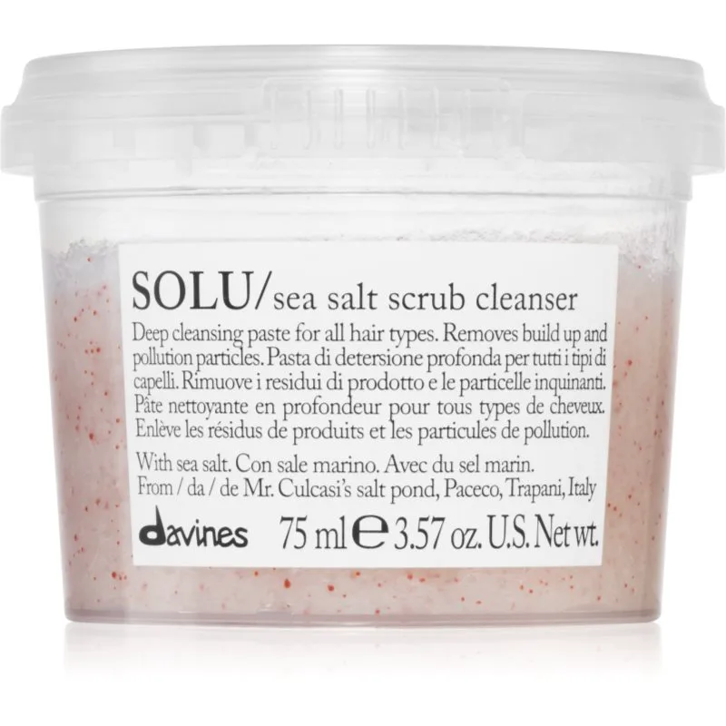 Davines Essential Haircare SOLU Sea Salt Scrub Cleanser καθαριστική απολέπιση για όλους τους τύπους μαλλιών 75 μλ