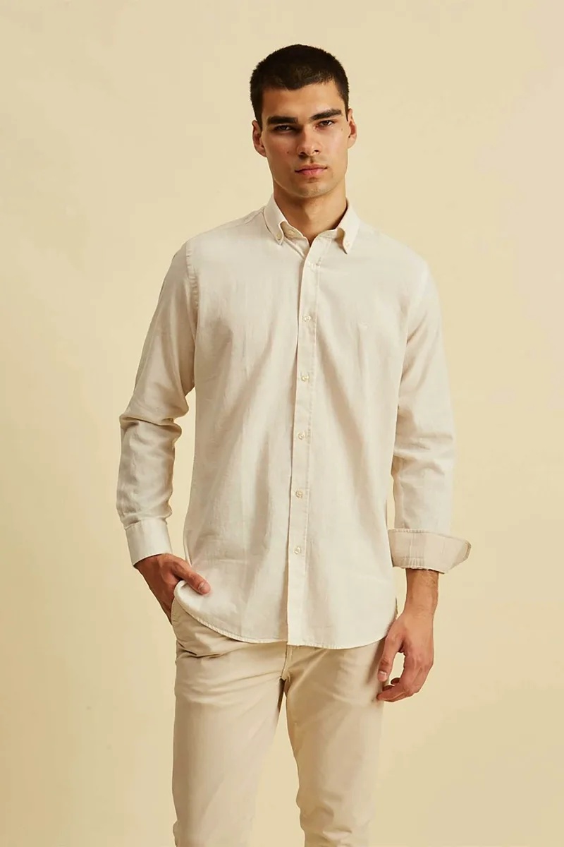 DORS ανδρικό πουκάμισο μονόχρωμο Regular Fit - 1038011.C01 Μπεζ