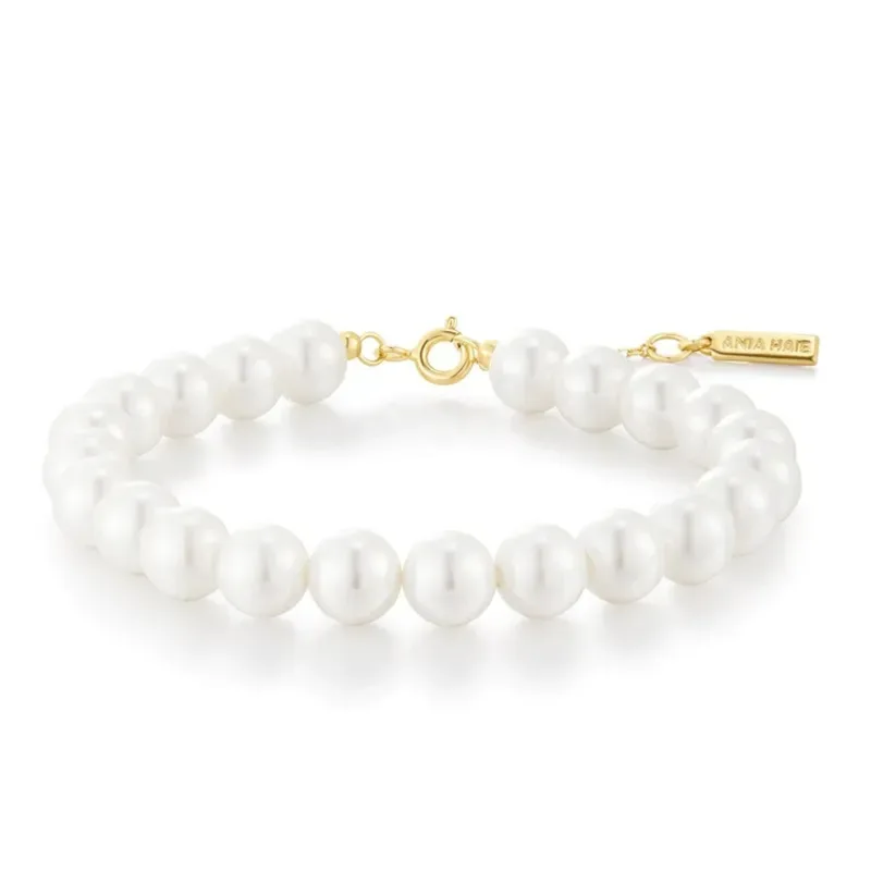 Επίχρυσο βραχιόλι Ania Haie 925 Classic Shell Pearl Beaded Bracelet B075-04G B075-04G Ασήμι