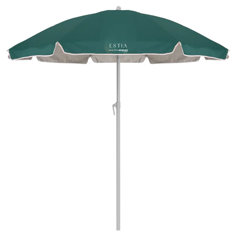 ESTIA ΟΜΠΡΕΛΑ ΘΑΛΑΣΣΗΣ TEAL GREEN ΜΕ ΠΡΟΣΤΑΣΙΑ UPF 50+ ΜΕΤΑΛΛΙΚΗ 1.8m