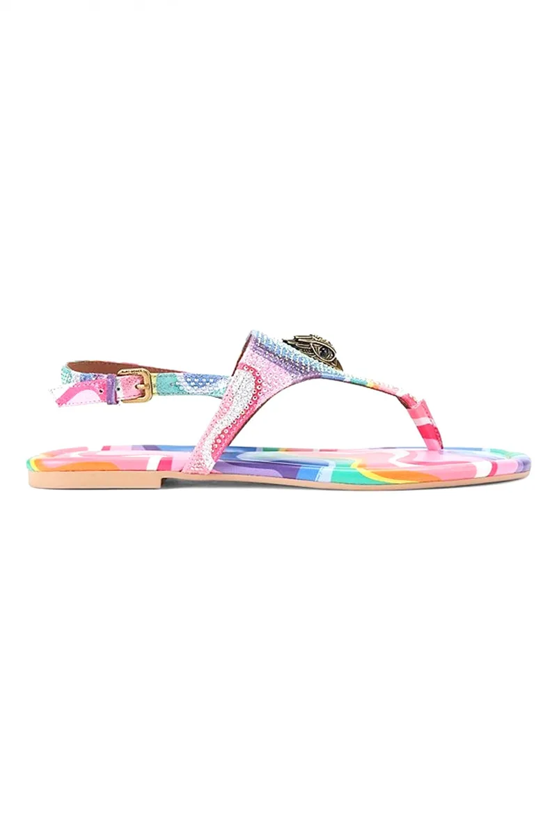 KURT GEIGER ΠΑΠΟΥΤΣΙΑ ΣΑΝΔΑΛΙΑ KENSINGTON FLAT SLINGBACK ΣΤΡΑΣ LOGO ΠΟΛΥΧΡΩΜΟ