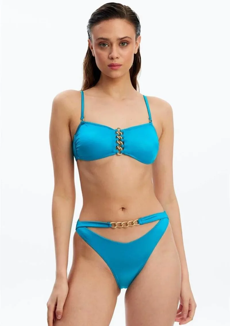 Sky Τυρκουάζ Strapless Bikini Σετ - Τιρκουάζ