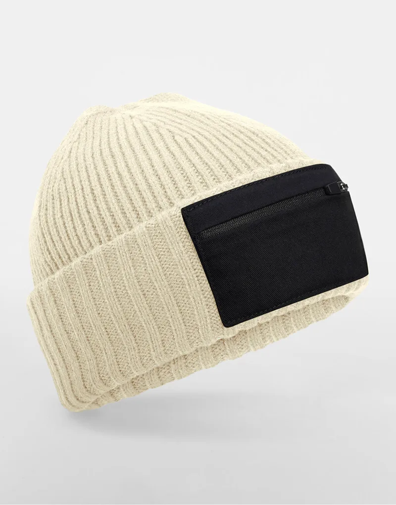 Σκούφος Zip Patch Beanie B334R Beechfield Sand/Black