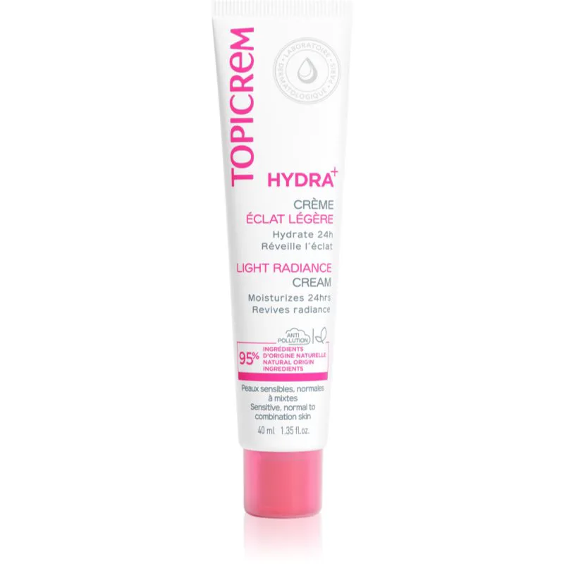 Topicrem Hydra+ Light Radiance Cream ελαφριά ενυδατική κρέμα ημέρας για κανονική έως μικτή και ευαίσθητη επιδερμίδα 40 ml