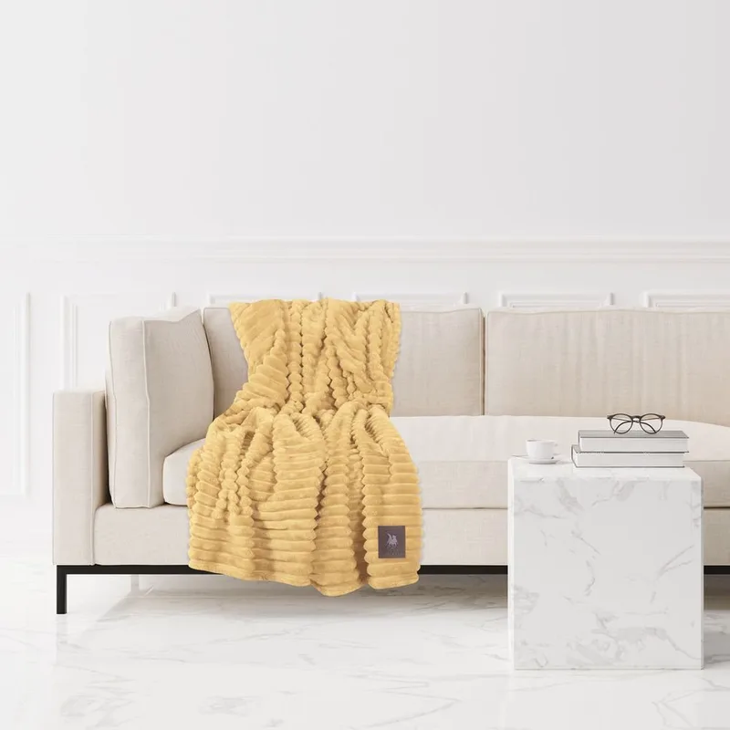 ΚΟΥΒΕΡΤΑ ΚΑΝΑΠΕ GREENWICH POLO CLUB FLEECE 3488 OCHRE (130X170CM)