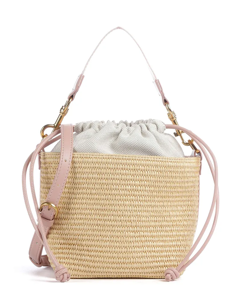 TED BAKER RAFFYNA Webbing Detail Raffia Small Bucket Bag 284053-PINK LightPink
