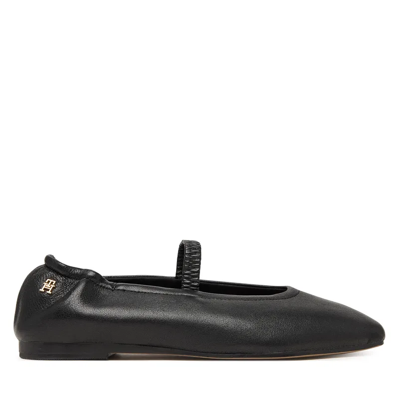 Μπαλαρίνες Tommy Hilfiger Soft Leather Ellastic Ballerina FW0FW09245 Μαύρο