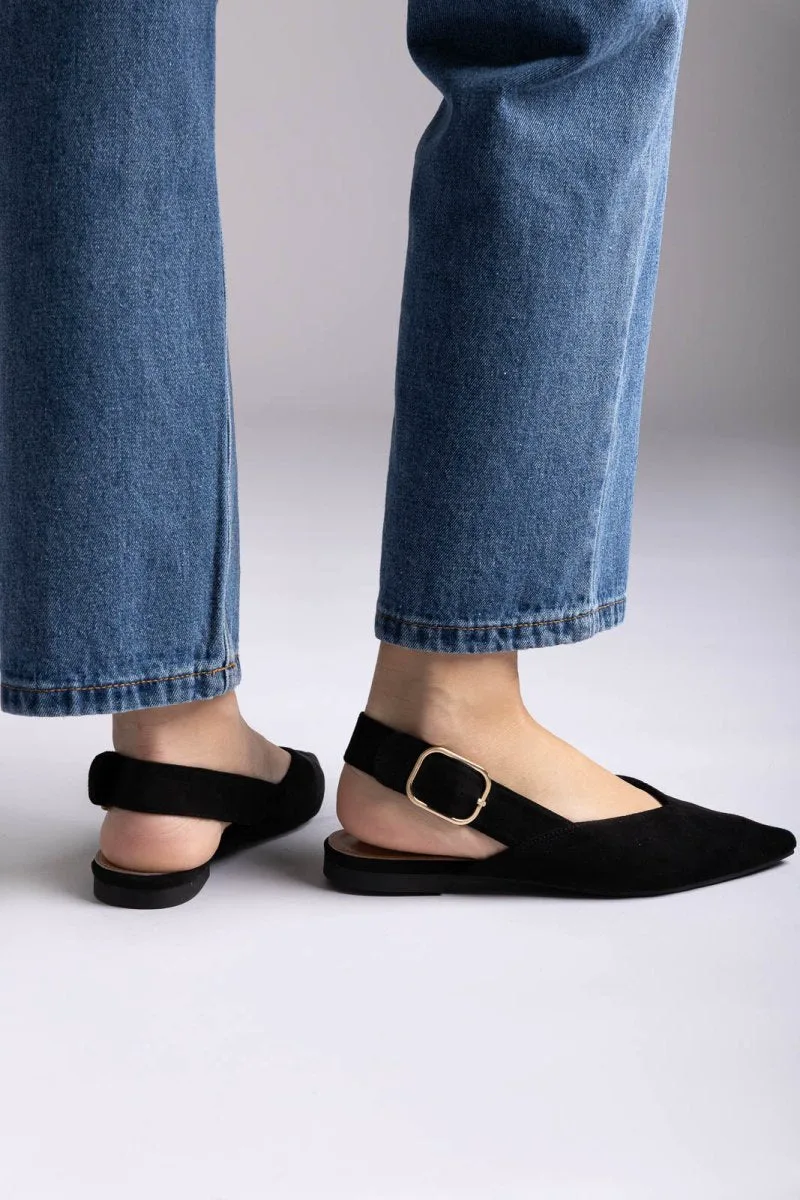 ERYNN Slingback Ballet Flats - 333-334 - Black Suede