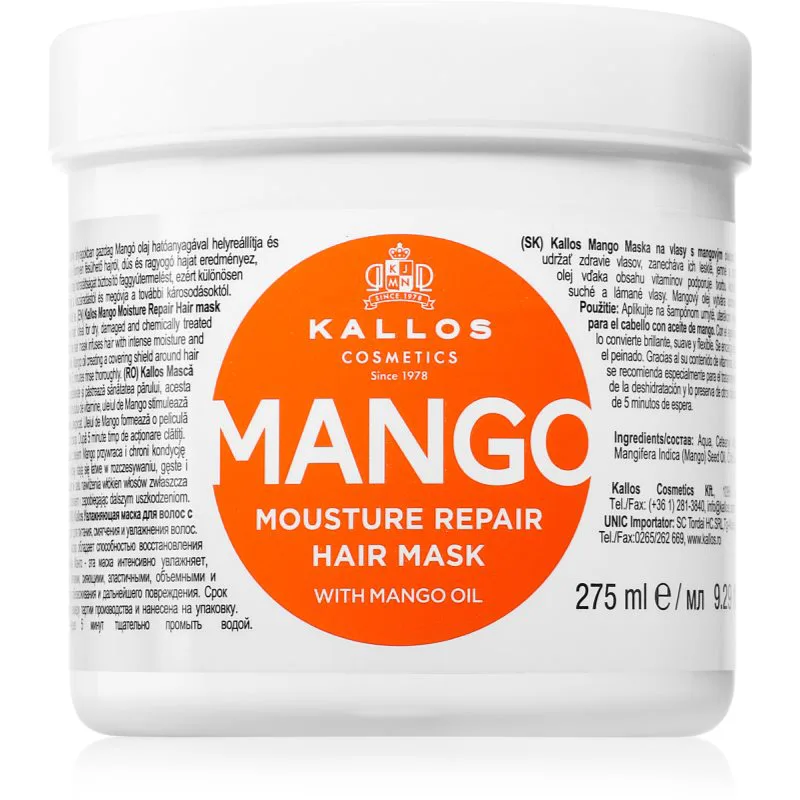 Kallos KJMN Professional Mango δυναμωτική μάσκα με λάδι μάνγκο 275 ml