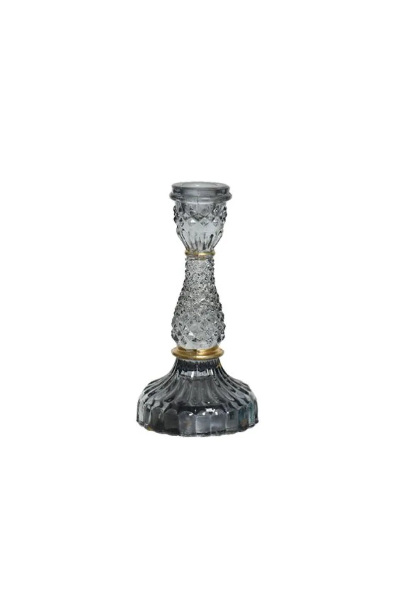 Κηροπηγιο Γυαλινο 17CM 9x9x17cm Γκρί Kaeming