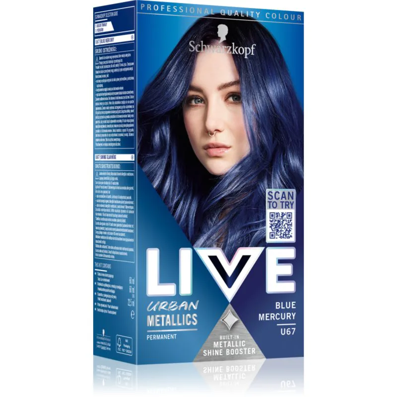 Schwarzkopf LIVE Urban Metallics μόνιμη βαφή μαλλιών απόχρωση U67 Blue Mercury 1 τμχ