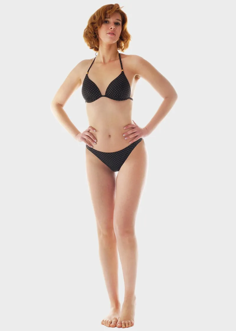 Γυναικείο set μαγιό bikini μονόχρωμο strass ενσωματωμένη ενίσχυση slip brazil.Καλυπτει B CUP ΜΑΥΡΟ