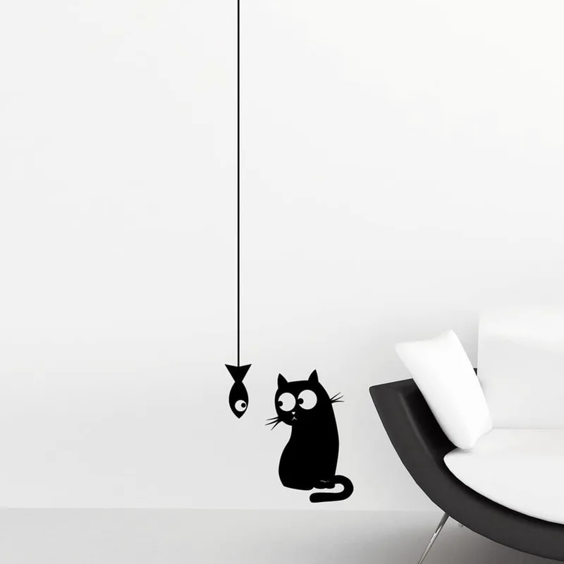 Αυτοκόλλητα Τοίχου Ango Cat & Fish S 59159